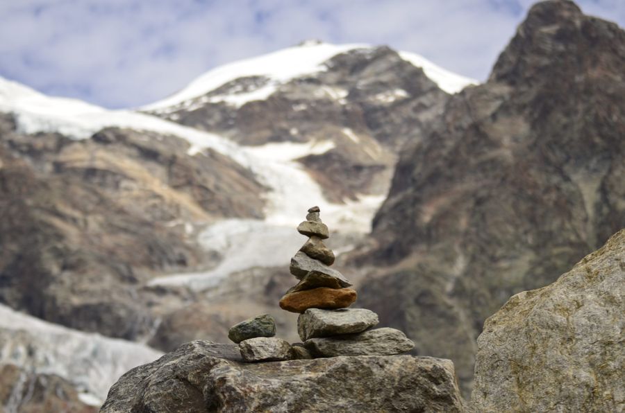 A cairn above the snowline