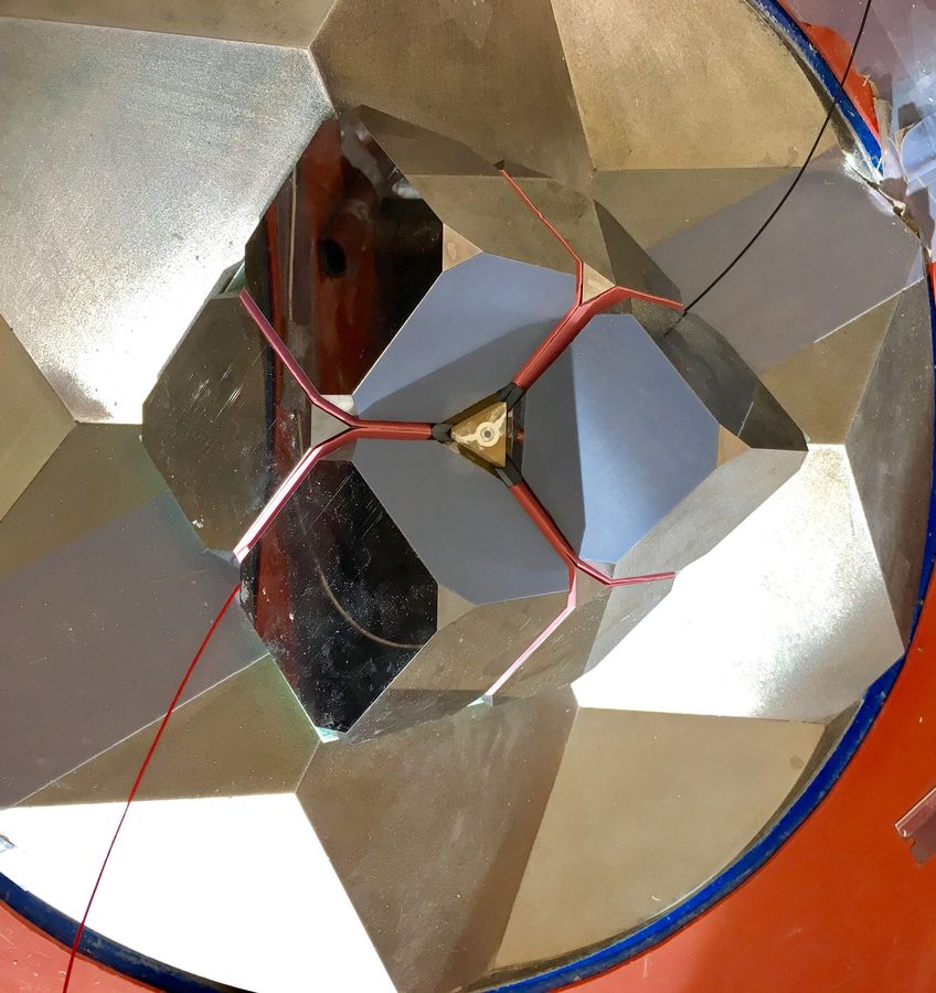 Tungsten carbide cubes of a multi-anvil press, arranged around the sample